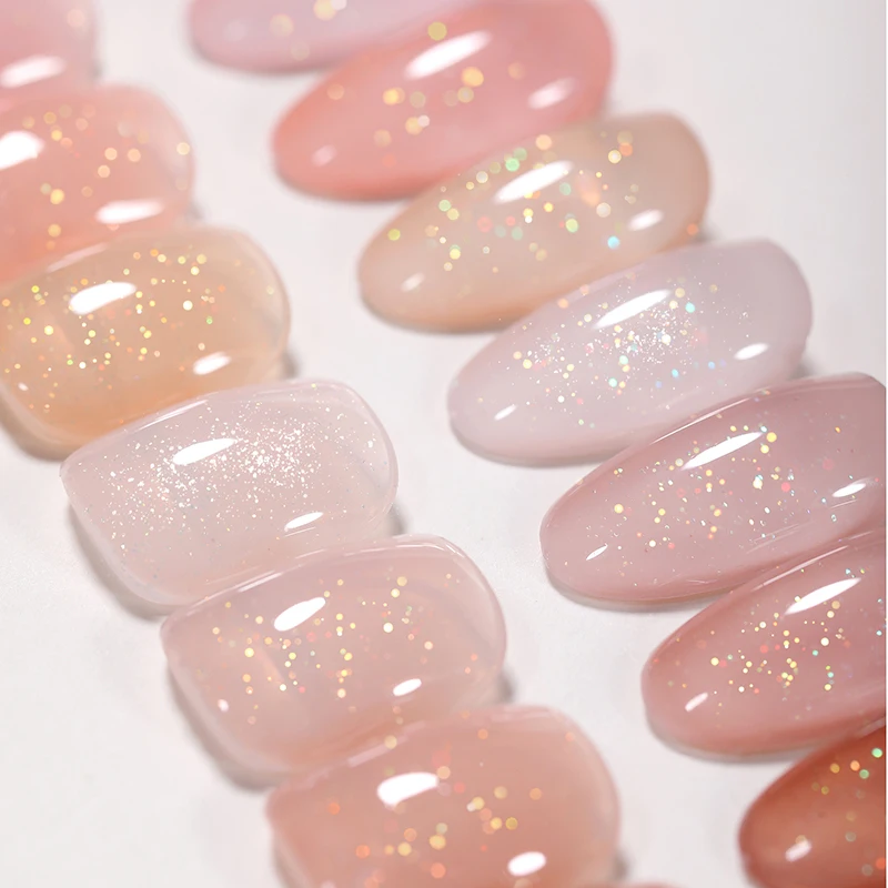 BORN PRETTY Transparent Jelly Nude Gel Nail Polish 10ml Sheer Glitter Crystal Varnis Semi Permanent for Nail Art DIY at Home 4