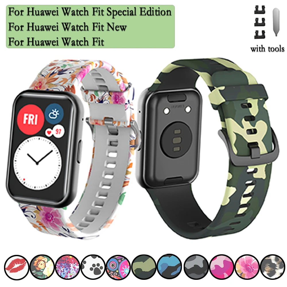 

Watchband For Huawei Watch Fit Special Edition Creative Print Silicone strap Replacement Bracelet For Huawei fit Accessories