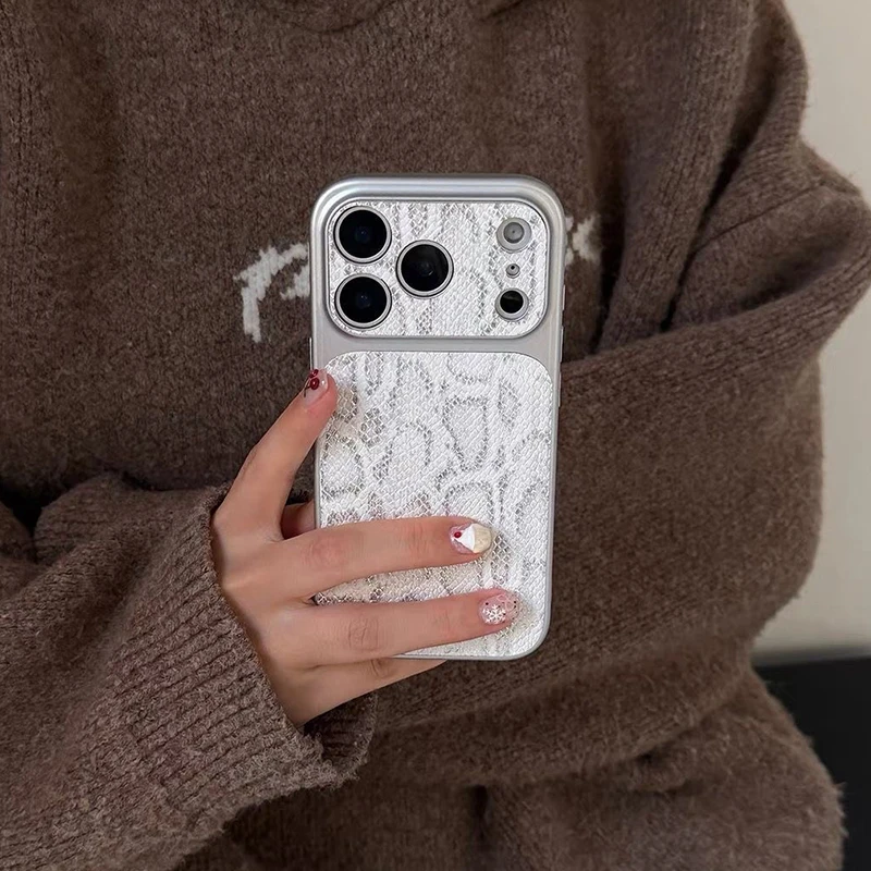 Premium White Textured Leather Shockproof Phone Case