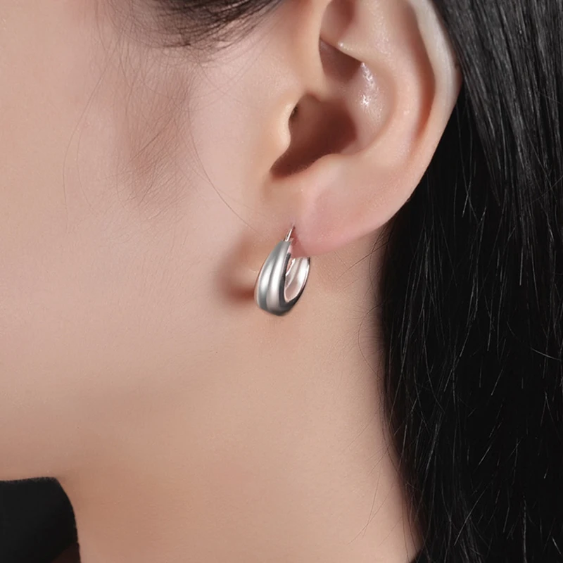  귀 바늘 여성을위한 빈티지 작은 후프 귀걸이 기하학 라운드 실버 귀걸이 파티 패션 쥬얼리 선물