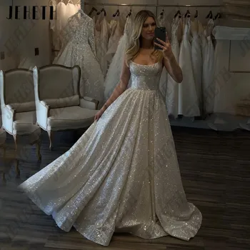 Shiny Tulle Elegant Sparkly Strapless A-line Sheath Corset Sweep Train Prom Gown