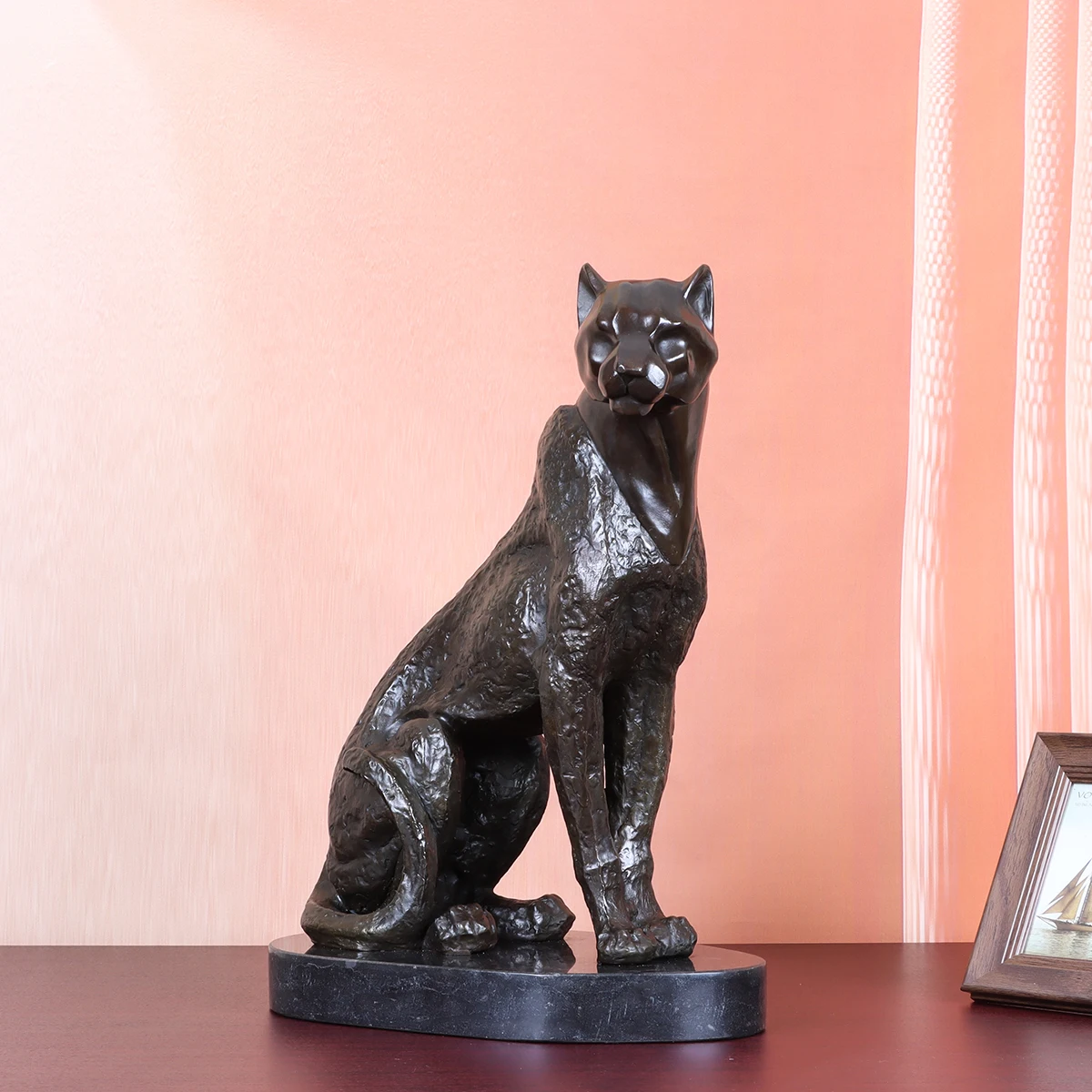 

Большая бронзовая статуя гепарда, скульптура с дикими животными пантерами, ручная работа, индивидуальное украшение для офиса и дома, большое европейское искусство