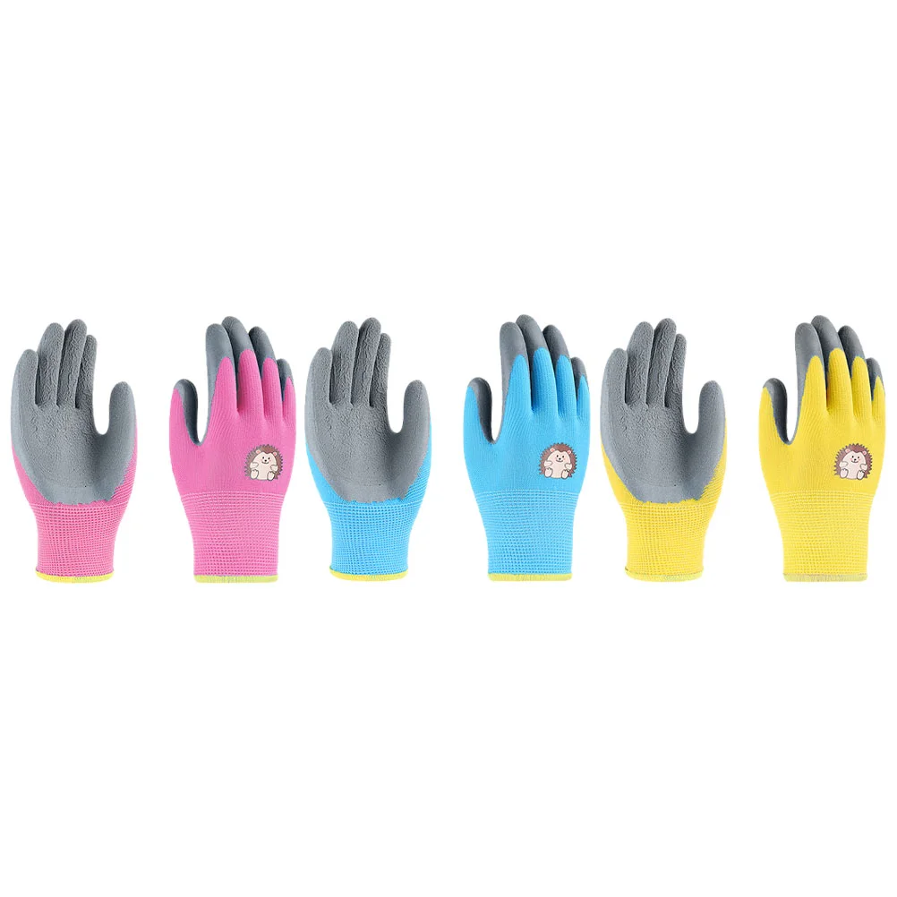 

3 Pairs Children's Labor Protection Kids Mittens Kid Gardening for Working Barbecue Planting Outdoor Emulsion Weeding Kids