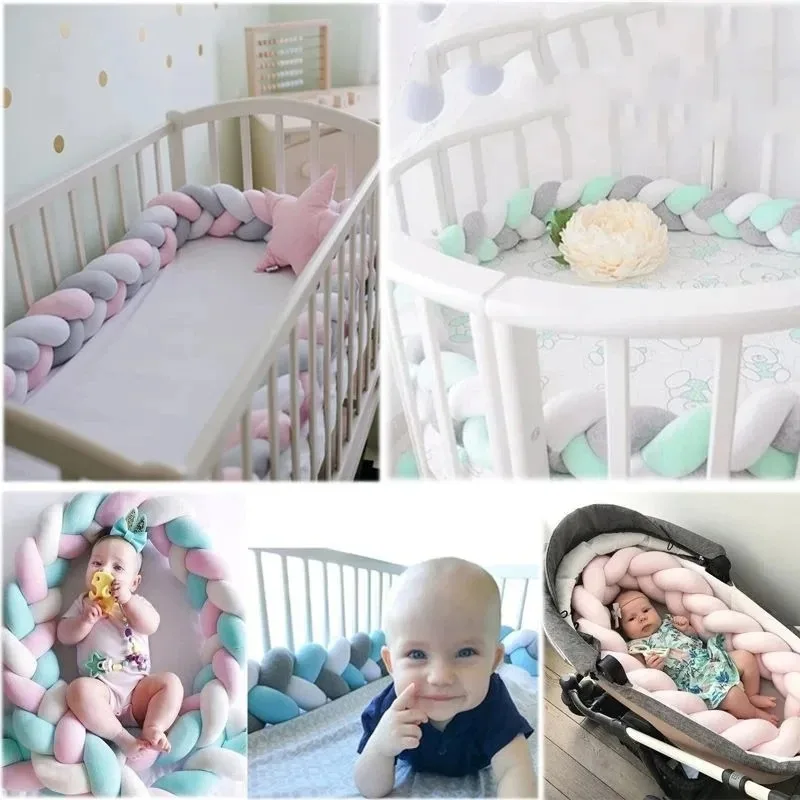 1M/2M/3M/4M Paraurti per bambini Letto Treccia Nodo Cuscino Cuscino per neonato Protezione per culla Lettino Arredamento della camera Set di biancheria da letto Decorazione del ragazzo - immagine 4