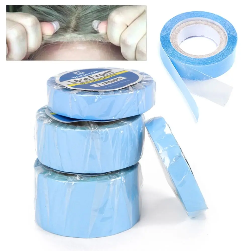 3Yards/Roll Double-Sided Wig Tape Waterproof Ultra Hold Hair System Tape Strong Adhesive Blue Lace Front Glue