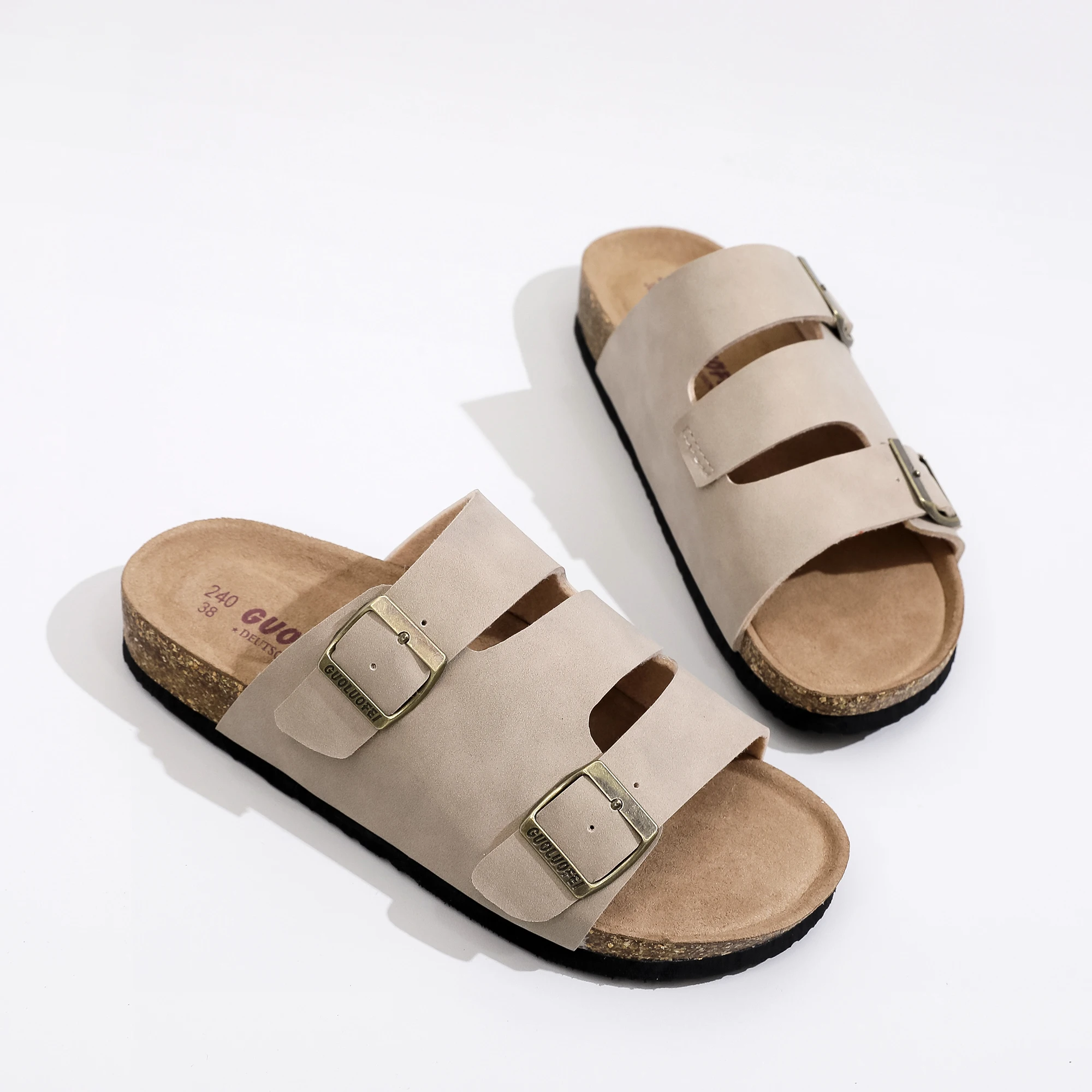 2024 Uomo Cork Footbed Slipper Sandali In Pelle Scarpe Sandali Con Plateau Piatto