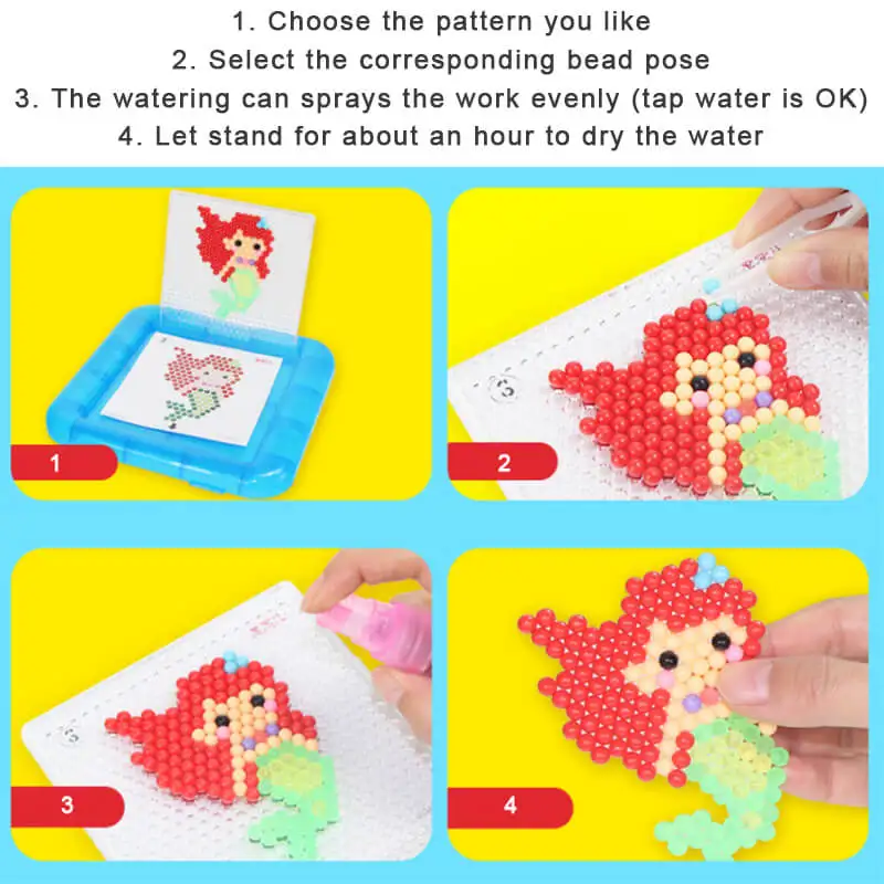 Beads Aqua DIY Puzzles 3d for Girls Boy Kids Hama Water Set Kit