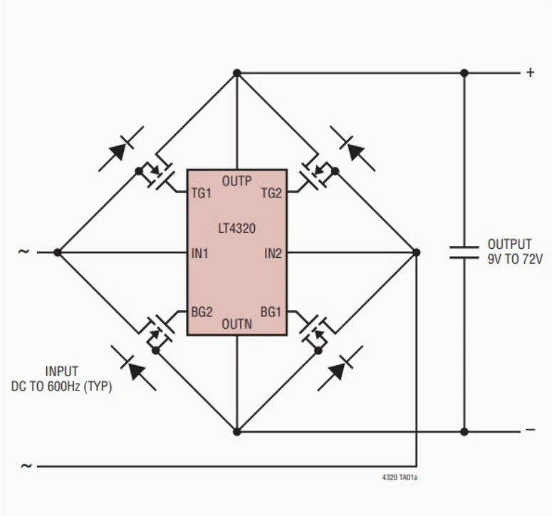 Ideal Diode Rectifier Bridge LT4320 + NCEP023N10LL