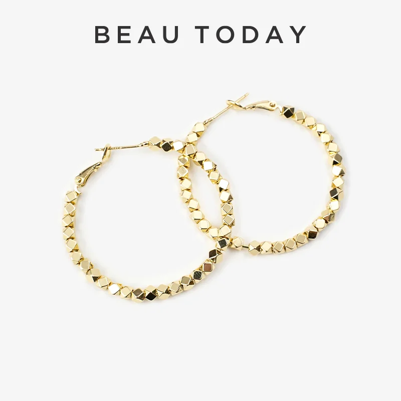 BeauToday Round Earrings Women Gold-plated Silver Vintage Ear Loop Female Jewerly Trendy Accessories 2023 Handmade 93516