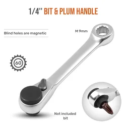 Compact Double-Ended Ratchet Wrench and Screwdriver Tool Set (60T- magnetic)