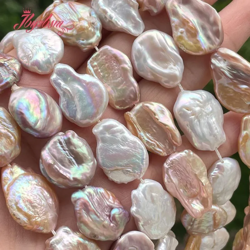 15mm Coin White Pink Purple Freshwater Pearl Spacer Loose Beads for DIY Women Jewelry Making Necklace Bracelet Earring 15