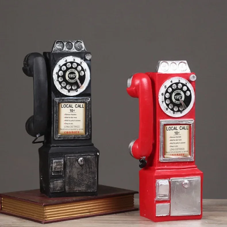 Description Picture 4 of itemCreativity Vintage Telephone Model Wall Hanging Ornaments Retro Furniture Phone Miniature Crafts Gift for Bar Home Decoration