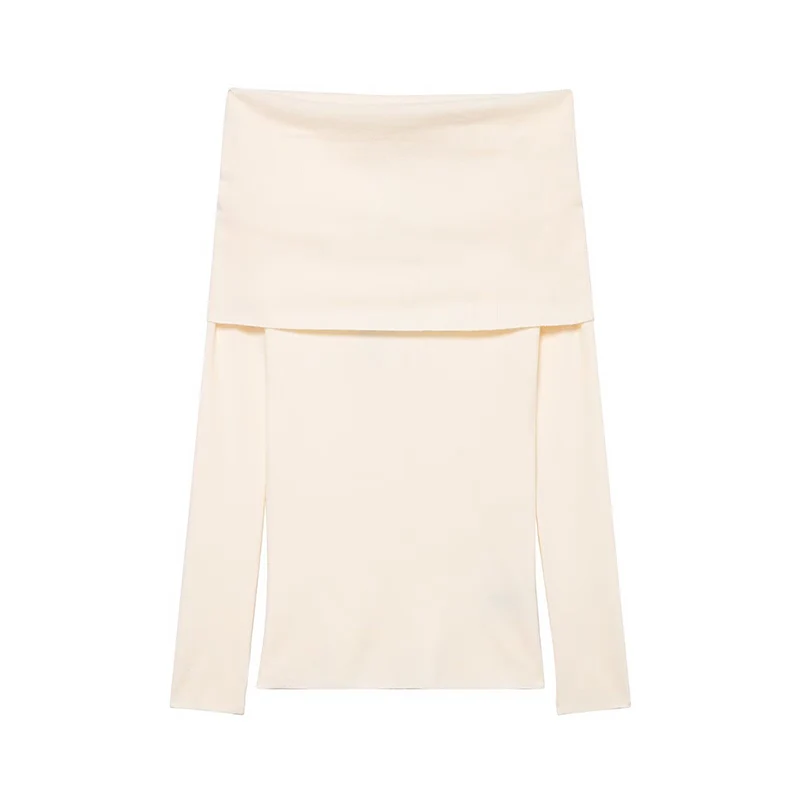 Casual Chic Women Sweater Solid Off Shoulder Pullover Top Long Sleeve Knit Sweater Fashion 2025 Autumn Elegant Short Sweater