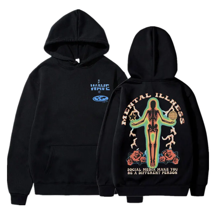 thumbnail image 1 of Sudadera con capucha con estampado gráfico de imagen térmica de esqueleto para hombre y mujer, ropa de calle de Hip Hop, sudaderas con capucha de algodón de lana Unisex, sudadera de moda, 1 of 3