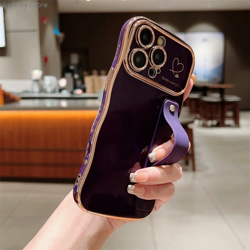 Glitter Camera Protection Luxury Jellewed Heart Holder Liquid Soft Phone Case For iPhone 11 12 13 14 15 16 Plus Pro Max Cover_voghion.com