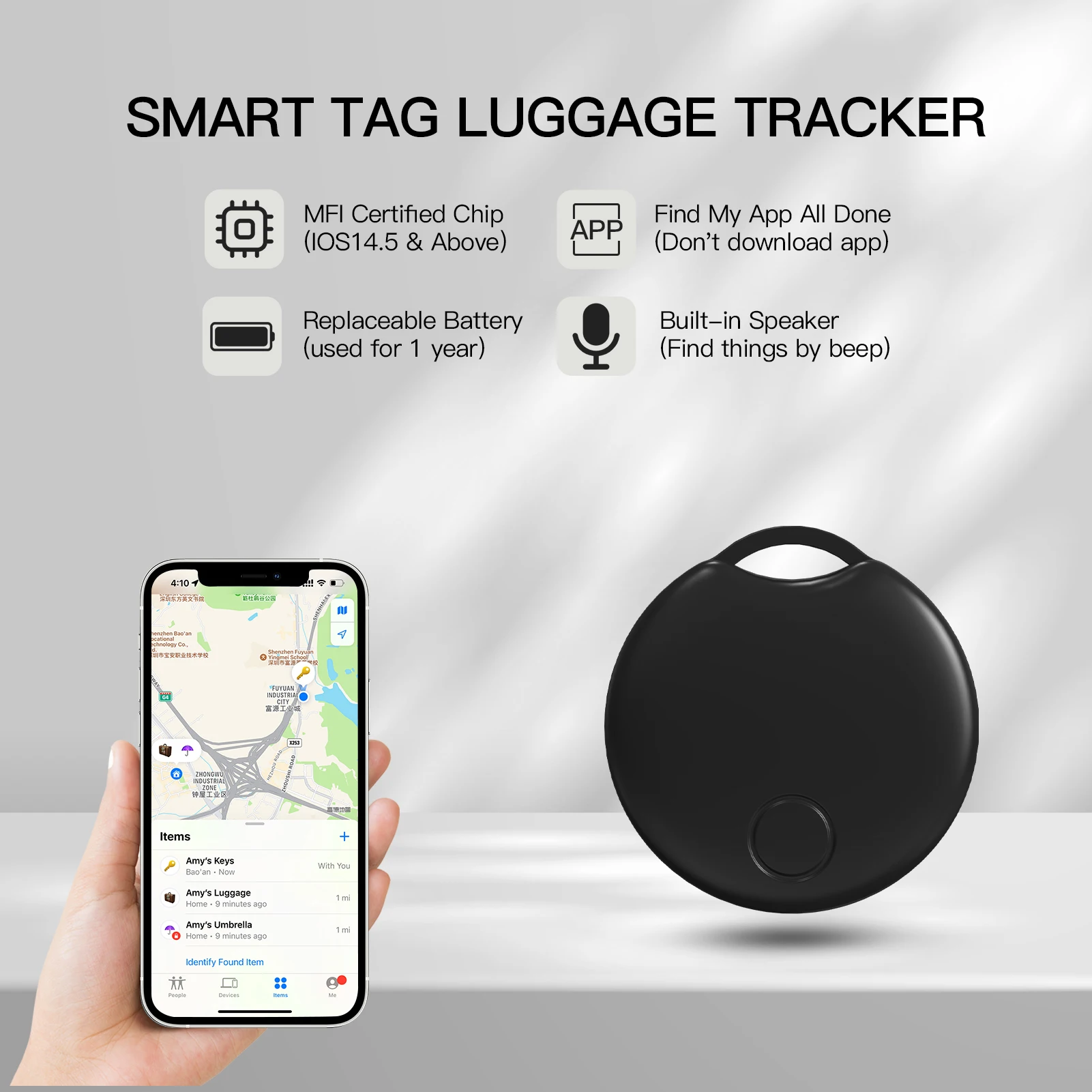 내 앱 찾기로 Apple Air Tag용 Bluetooth GPS 추적기 작은 물건을 찾기 위한 스마트 추적 이전 가방 어린이 애완동물 키 찾기
