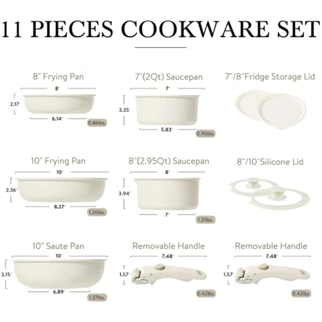 Nonstick Cookware Set 14 Piece Induction Stackable, Detachable Handle, Removable  Handle, RV Cookware, Cookware, Pots and Pans, O - AliExpress