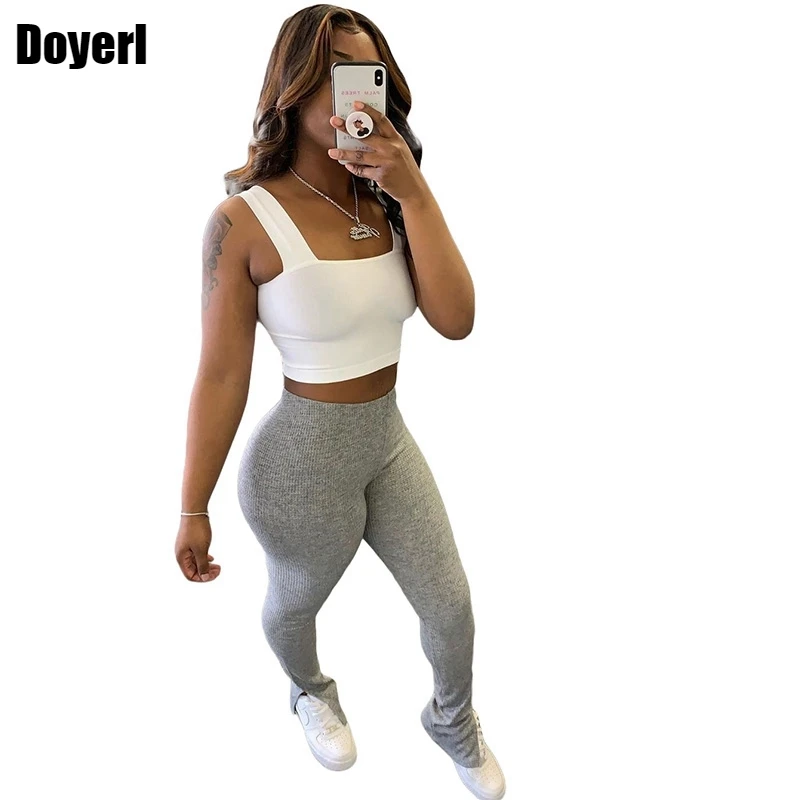 Леггинсы штаны с разрезом джоггеры женские спортивные высокой талией серые