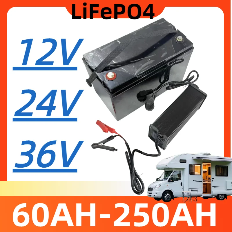 SK 12V 24V 36V Portable Power System 60Ah-250Ah for Solar RV Backup Use