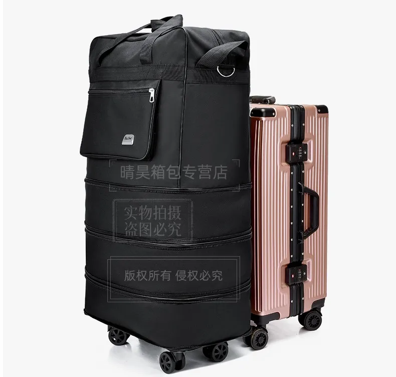 Foldable Luggage Bag Airline Checked Bag Oxford Large Capacity Travel Universal Wheel Moving Storage Bag Rolling Packing Cubes