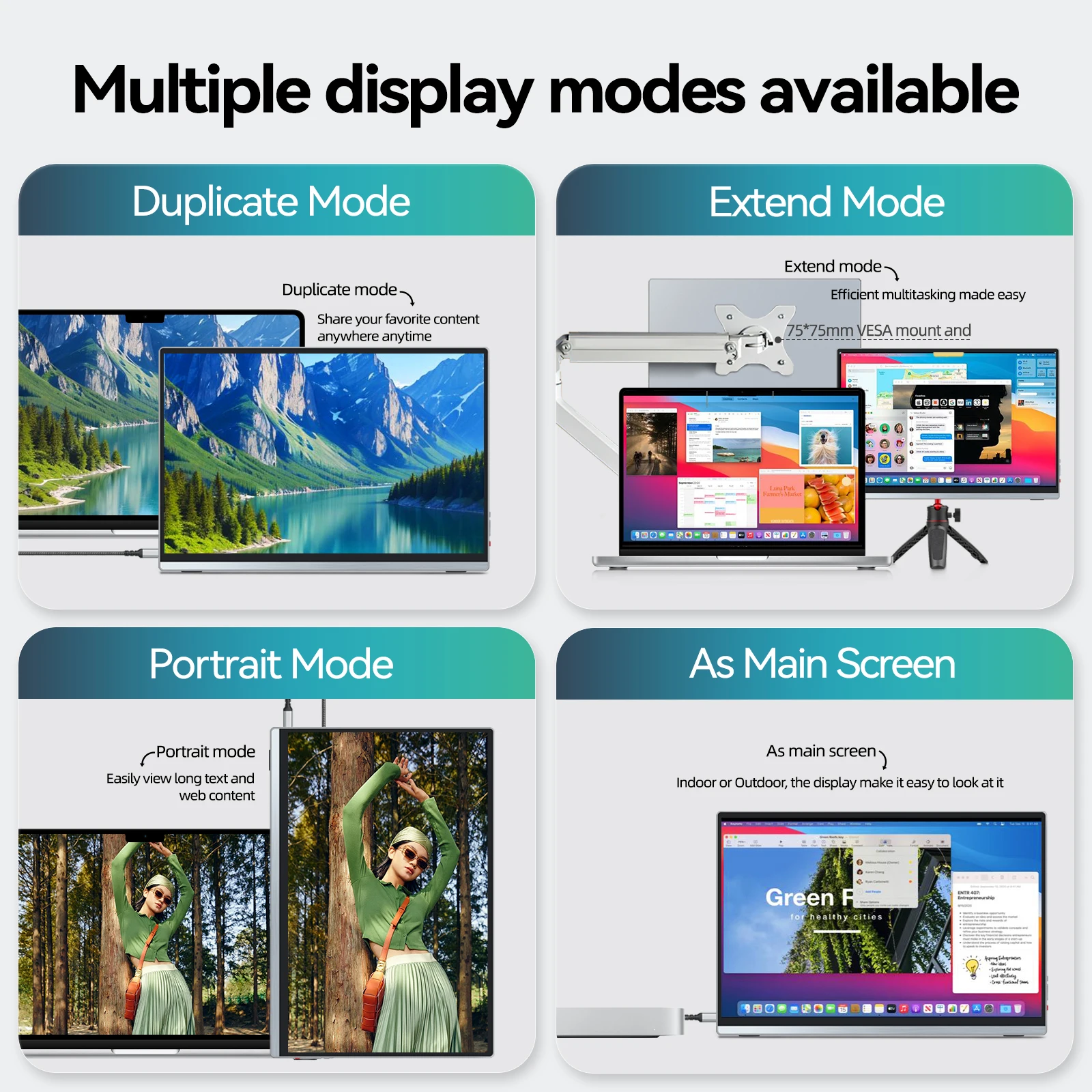 Intehill 13.4inch 4K+ Portable Monitor 3840*2400 U13ZA For XBox PS4/5 Switch Laptop Cell Phone PC Extension 500nits 100% sRGB