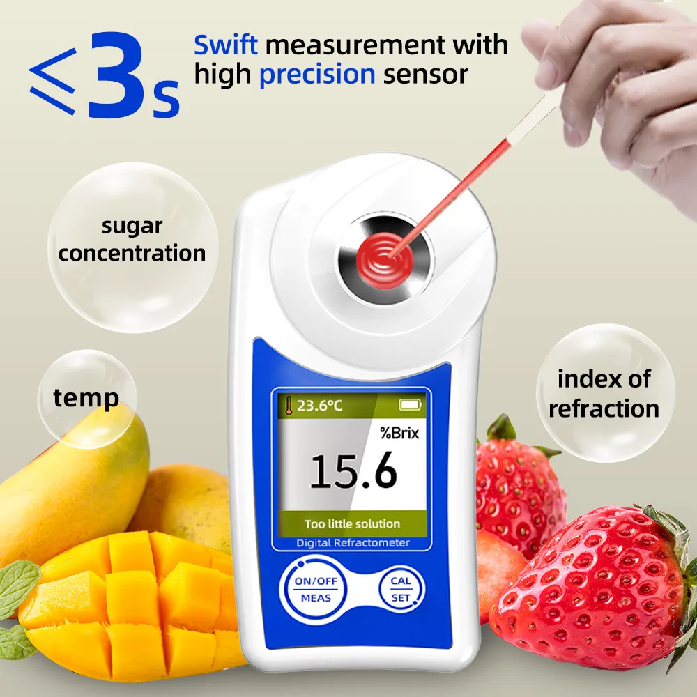 New Digital Brix Refractometer with Automatic Temperature Compensation 0-55% Ran