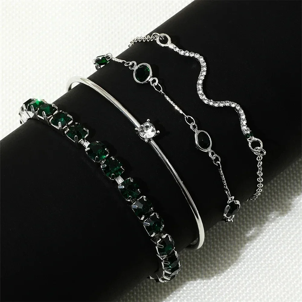3 Pcs/set Geometric Twisted Lines Irregular Shaped Open Cuff Bracelet and Bangle Set for Women Punk Exaggerated Style Accessor