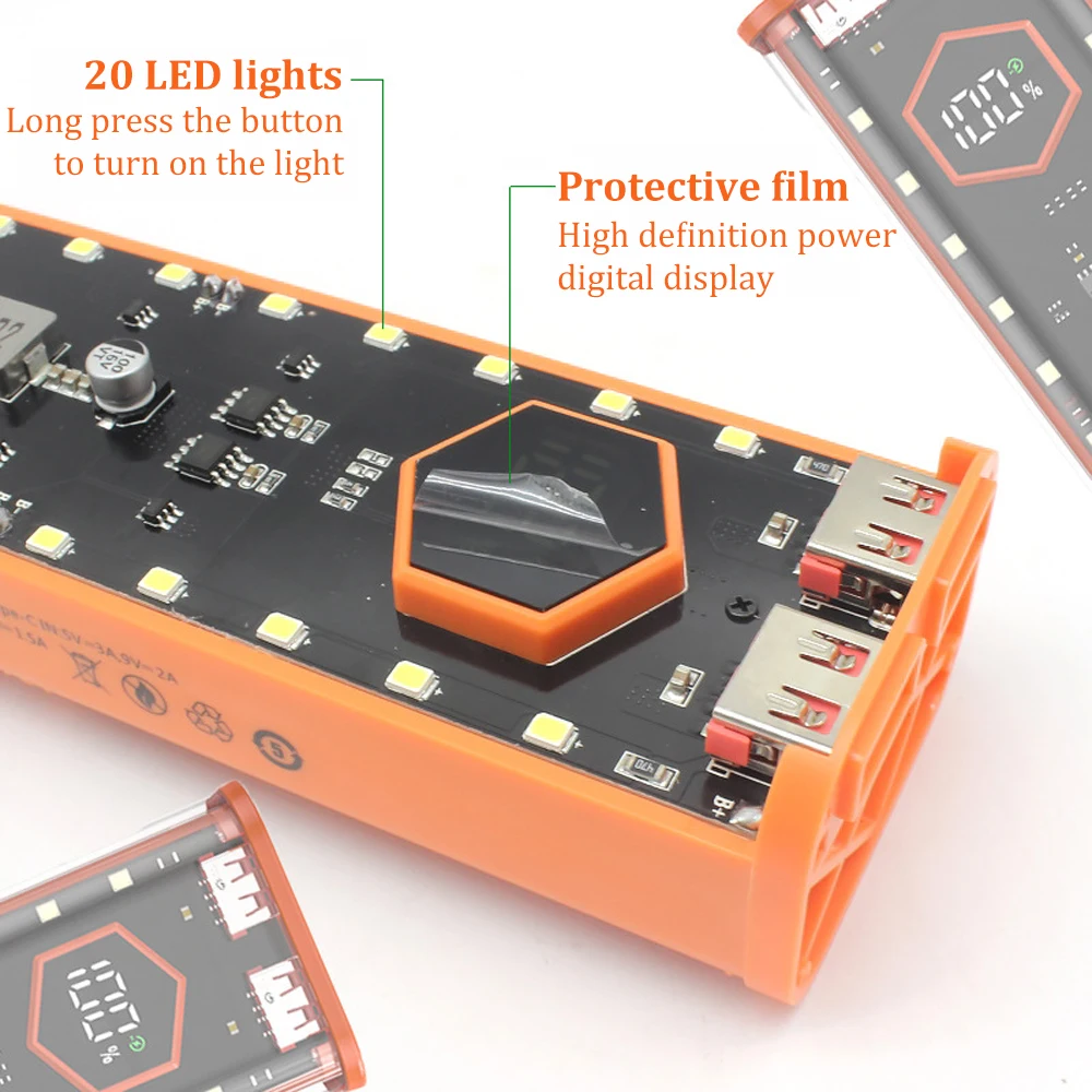 DIY Shell 4*21700 Battery Holder Power Bank Case Dual USB Mobile Phone Charger Type C 21700 Battery Storage Box No Battery