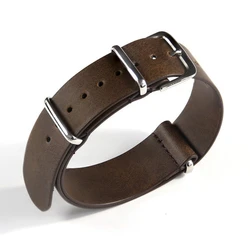Elegant Leather Watch Band - PU Nato Strap Accessory Bracelet - 22mm (Coffee)