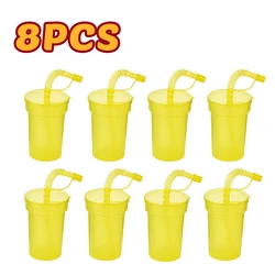 Vibrant Spill-Proof Sipper Cups with Lids and Straws - Perfect for Events and Celebrations (8Yellow)