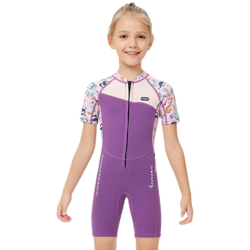 2.5MM Neoprene Wetsuits Kids Swimwears Long/Short Sleeves One-piece Warm Korean Swimsuit for Snorkeling Surfing Cold-proof