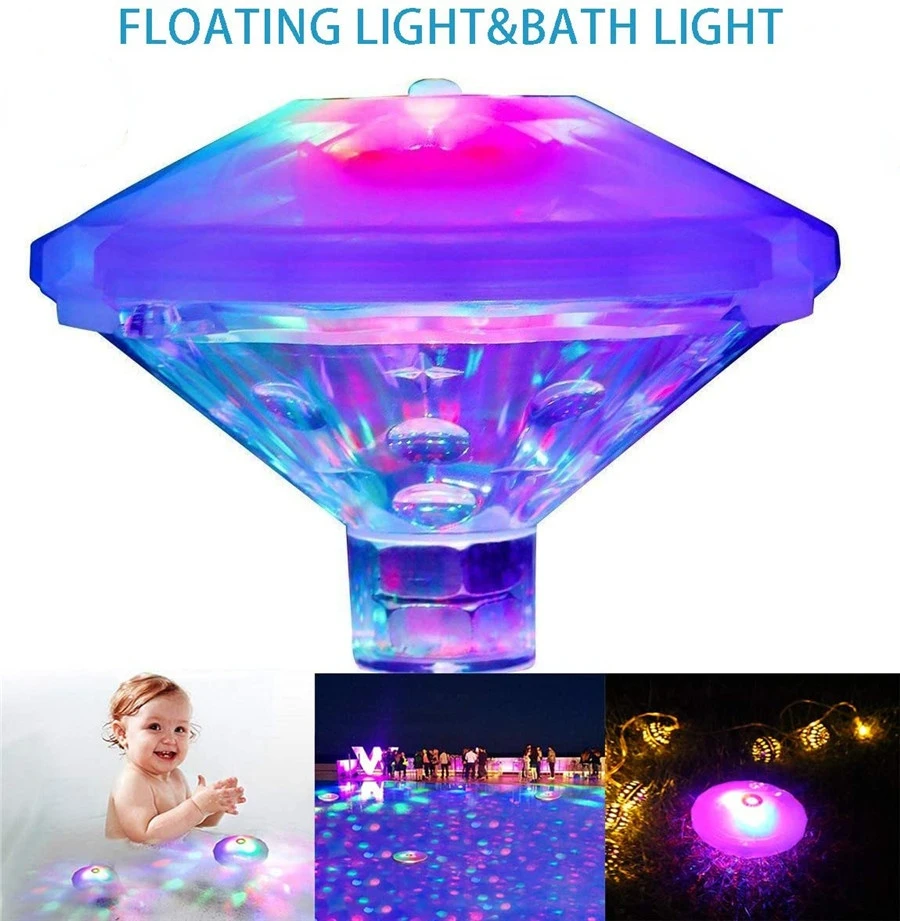 transom lights for boats Waterproof Floating Pool Lights Party Decorations Lights Battery Operated 7 Modes Baby Bath Light for Tub Spas Pond Pool underwater led