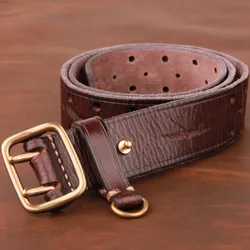 Double-pin Copper Buckle Men's Luxury Fashion Belt Retro First Layer Pure Cowhide Jeans With Genuine Leather Stylish Men's Belts