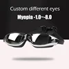 Adult -1.5 To -8.0 Myopia Electroplated Swim Glasses Waterproof Anti Fog Swim Goggles Custom Different Left Right Eye Degrees 1