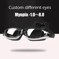 Adult -1.5 To -8.0 Myopia Electroplated Swim Glasses Waterproof Anti Fog Swim Goggles Custom Different Left Right Eye Degrees 1
