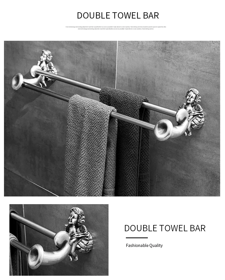 Description Picture 4 of itemSilver Bathroom Hardware Accessories Set, Towel Ring and Robe Hook,Toilet Paper Holder Towel Bar Toliet Brush Holder MB-0782T