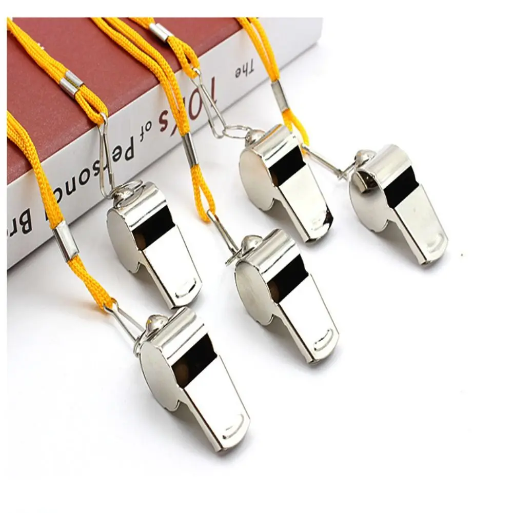 Sport Whistle Metal Whistle Sports Whistle Soccer Whistle Survival Whistle Loud Metal Whistle Rope Strong Compact Wear Resistant Stainless Steel Lifeguards