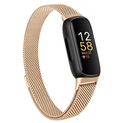 Elegant Stainless Steel Magnetic Strap - Premium Metal Bracelet Wristband Accessory - Fitbit inspire 3 (Rose Gold)