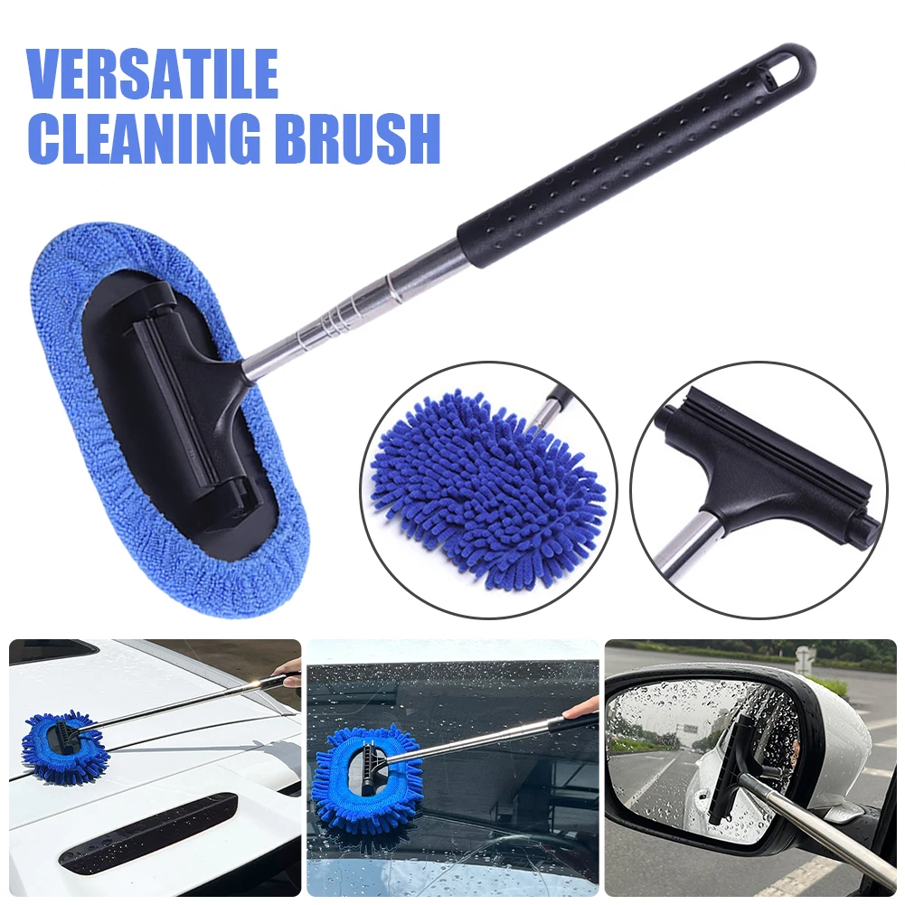 

Car Rearview Mirror Wiper Telescopic 28-101cm Handle Car Window Cleaning Tool Microfiber Windshield Wiper Glass Cleaning Brush
