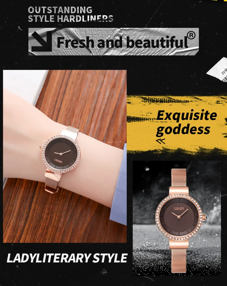 OUBAOER Original Waterproof Women Quartz Watch Fashion Ultra-Thin Mesh Watch For Women Top Brand Luxury Chronograph Montre Femme