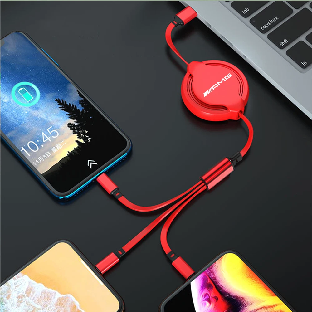 3-In-1 Data Cable Scalable Phone Fast Charging Charger For AMG Logo For Benz W204 W213 W205 W211 W176 Cla Smart 451 W212 W177 13 Sa790fc44c8d8457e954ad7b06f4a7ac8a