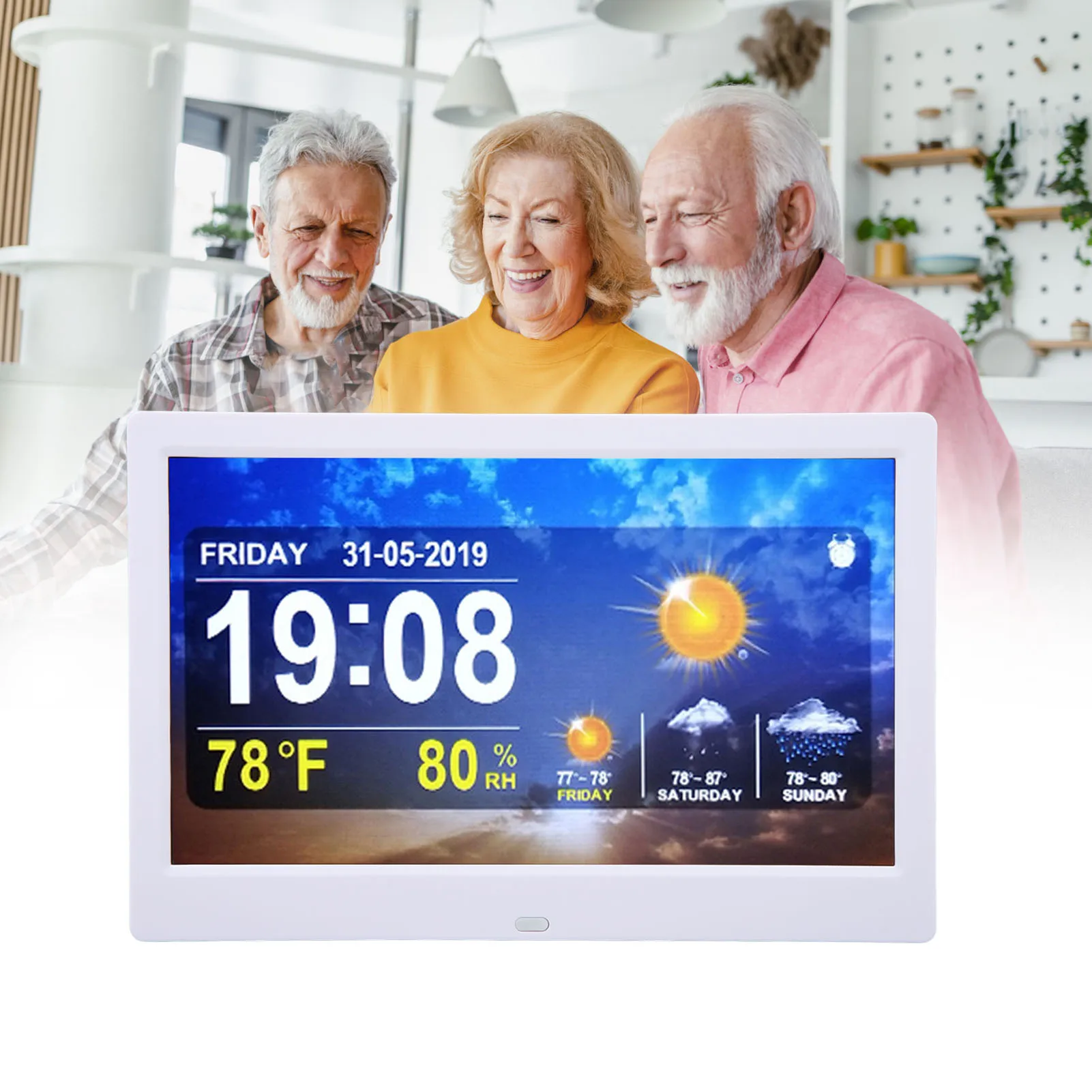 Adjustable Brightness Weather Clock Color Display Alarm Clock 16MB 100-240V for Living Room digital calendar clock