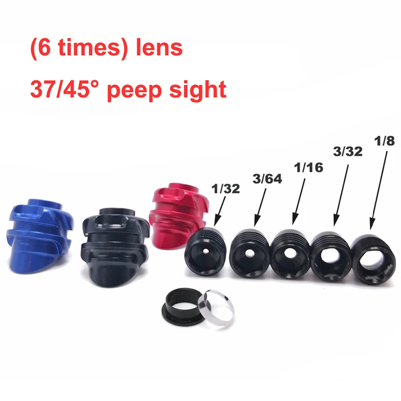 Archery 37/45 Degree Hooded Peep Sight Compound Bow Peep Sight Inner Core 6X 8X Clarifier Aperture Lens Kits 