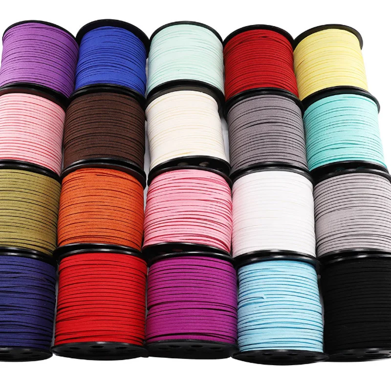 Colorful Flat Suede Leather Braided Velvet Cord Thread Soft Sturdy String Rope DIY Necklace Bracelet Shoe Laces Jewelry Making