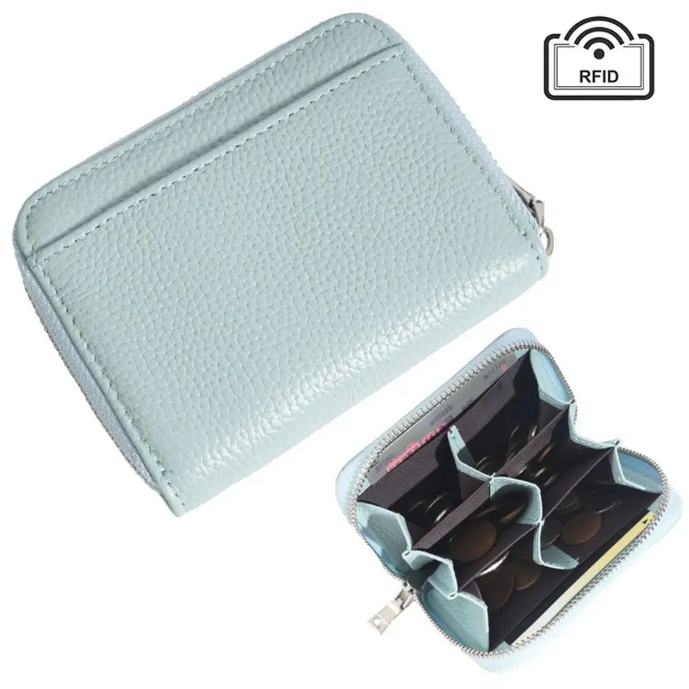 Coin Purse Women Wallet Coin Wallet Card Holders Portable RFID Blocking Women's Card Bag Genuine Leather Luxury Credit Card Holders Zipper Pocket Large Capacity Coin Purse Gift