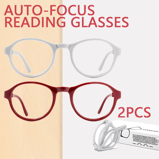 Lunettes de lecture pliables à mise au point automatique 2 pièces – format de poche portable, blocage de la lumière bleue, montures rondes élégantes, design unisexe 1