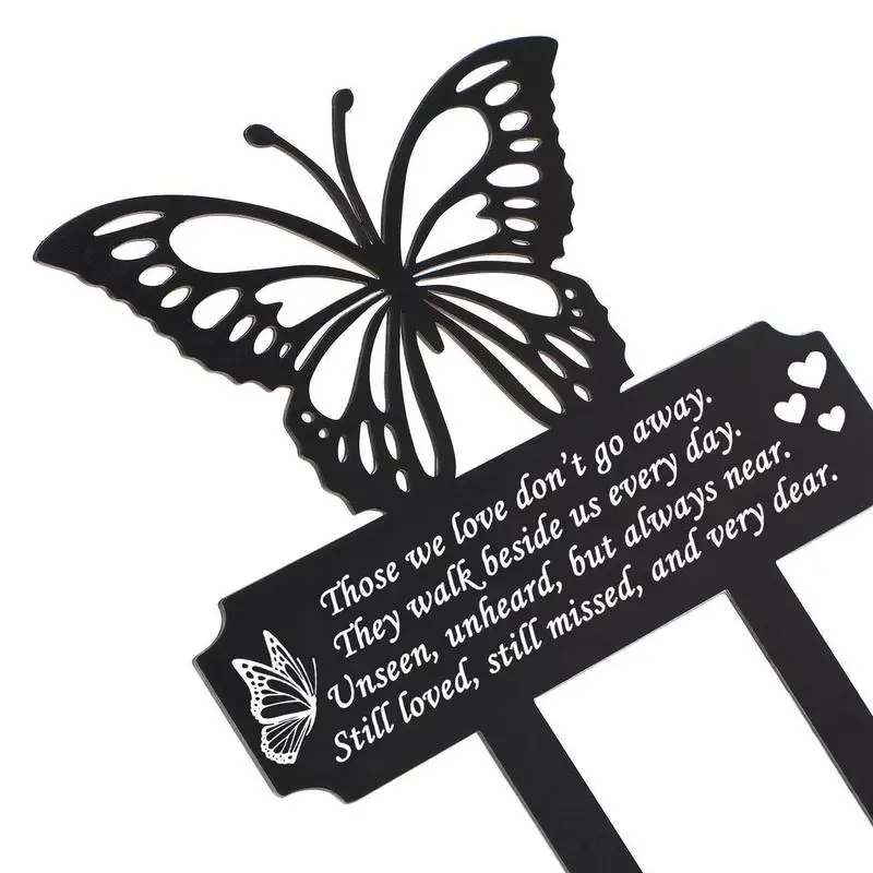 Sympathy Memorial Stake Marker Outdoor Patio Black Garden Butterfly Decoration Gift Cemetery Memorial Plaque Butterfly Grave
