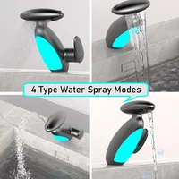 PVD ดึงออกก๊อกน้ําอ่างล้างหน้าเพนกวินพร้อมแสงโดยรอบร้อนเย็นควบคุมคู่ 4 ประเภทโหมดสเปรย์น้ําแตะอุปกรณ์ห้องน้ํา 2