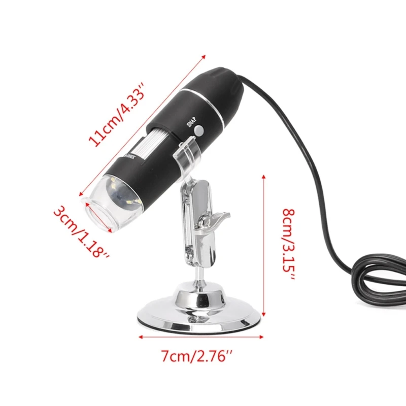 Microscopio digitale USB portatile Fotocamera per endoscopio con ingrandimento LED con supporto in metallo regolabile per
