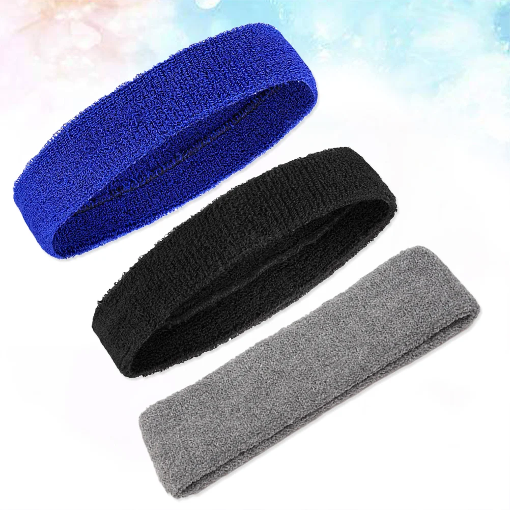 

3 PCS Sweatbands Headbands Sports Headbands Moisture Wicking Athletic Cotton Cloth Sweat Absorbing Hair Bands for